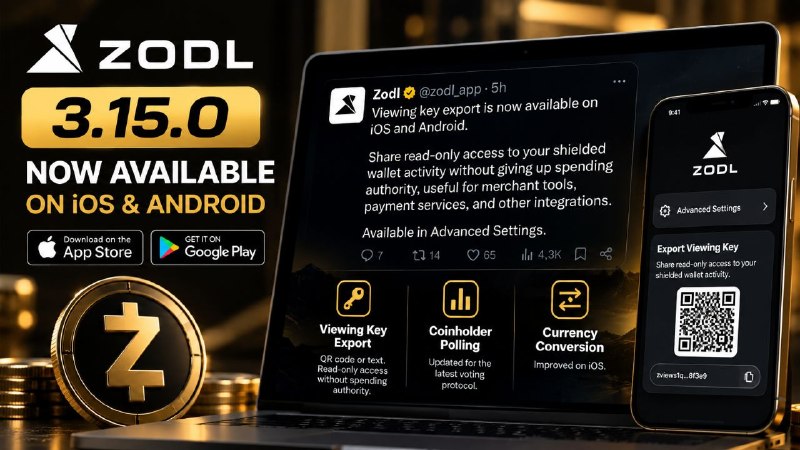 Zodl 3.15.0 Adds Viewing Key Export for iOS and Android